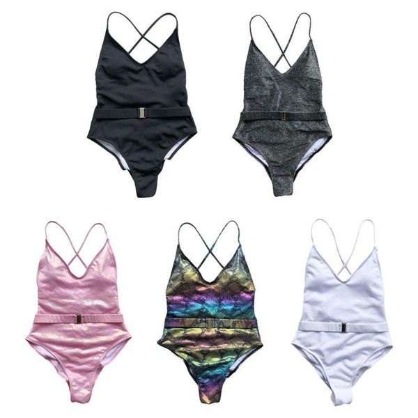 

women bikini v-neck backless bandage swimsuit ribbed snakeskin beachwear