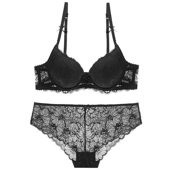 

fashion design steel ring gathered lace women's bra suit fashion thin cotton cup underwear big red, Red;black