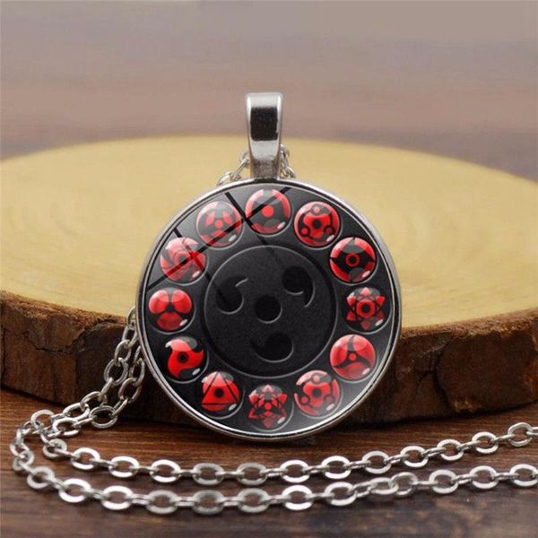 

pendant necklaces sharingan necklace classic japanese anime accessories cosplay akatsuki itachi cartoon jewelry men's chain gift wholes, Silver