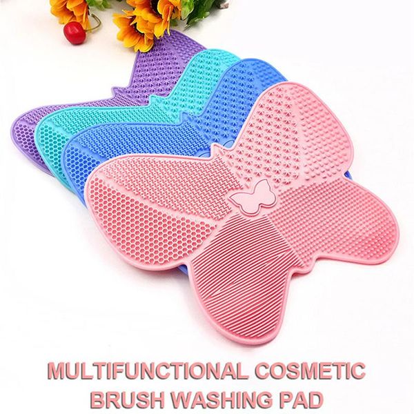 

makeup brushes 1pc 4 colors silicone brush cleaning pad butterfly scrubbing with suction cup tools