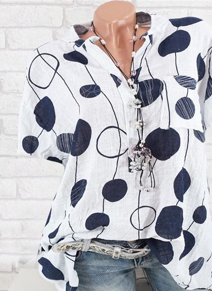 

women blouses large size shirt ladies shirt fashion shirt casual wave point short sleeved women drop shipping, White