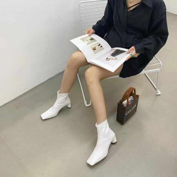 

boots fashion women stretch woman black white winter ankle booties back zipper sock party pumps 39