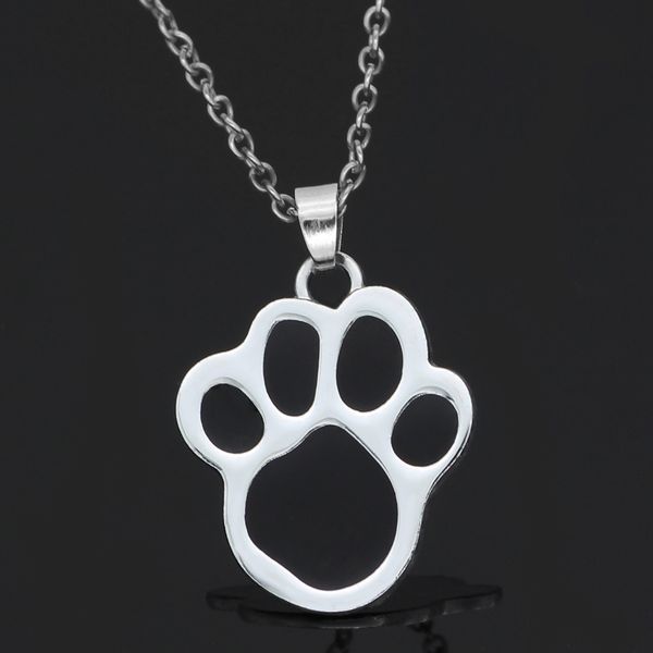

cute dog scratch print versatile men's necklace women's trendsetter pendant accessories, Silver