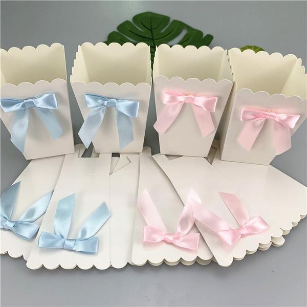 

gift wrap sktn 10pcs mini pink /blue paper popcorn boxes with bow favors box baby shower birthday party treat table supplies