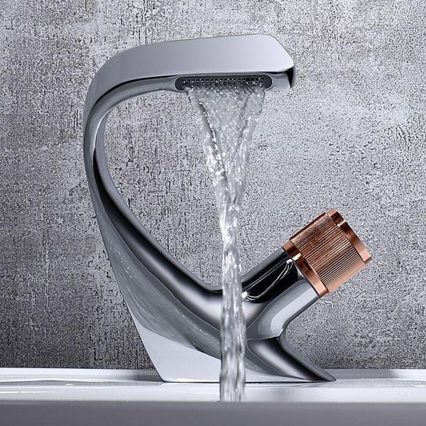 

bathroom sink faucets waterfall basin faucet cold water mixer nordic brass luxury bath tap