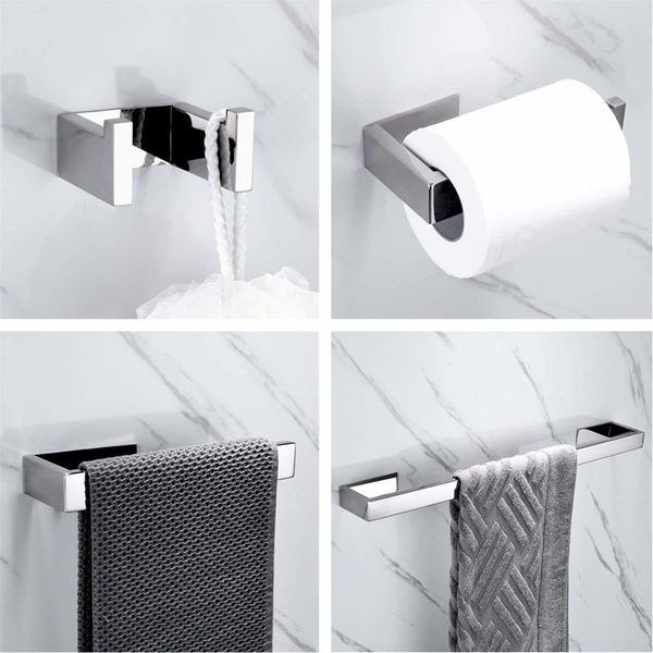 

2021 new sus304 stainless steel adhesive bathroom accessories chrome sier board hook bar ring wall paper holder c2oj