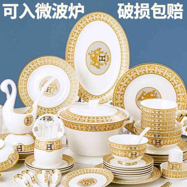 

jingdezhen ceramics bone china tableware set bowl plate h mosaic european phnom penh household gift