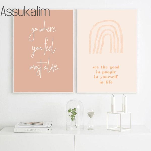 

paintings inspirational quotes poster modern wall painting line rainbow canvas print minimalist posters pictures living room decor