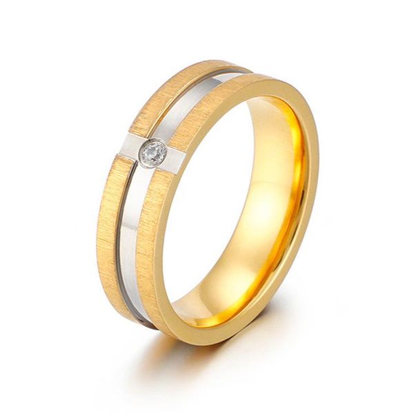 

wedding rings western fashion trendy bands for women / men love gift gold-color stainless steel cz promise couple jewelry, Slivery;golden