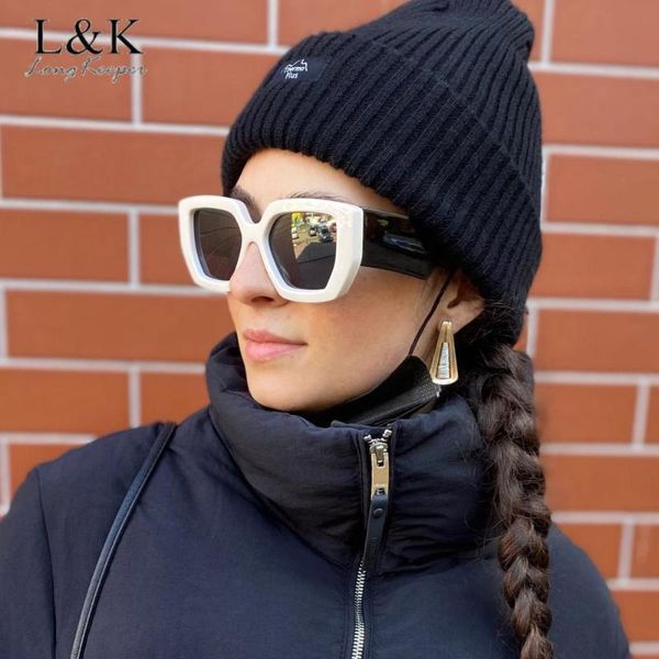 

sunglasses longkeeper irregular square women men design big frame gradient sun glasses thick uv400, White;black
