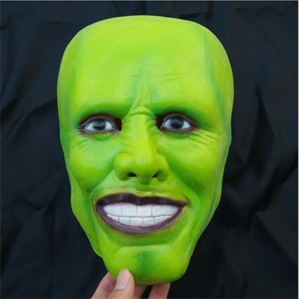 Jim Carrey Filmleri Maske Cosplay Yeşil Maske Kostüm Yetişkin Fantezi Elbise Yüz Cadılar Bayramı Masquerade Partisi Cosplay Y200103 Maskesi