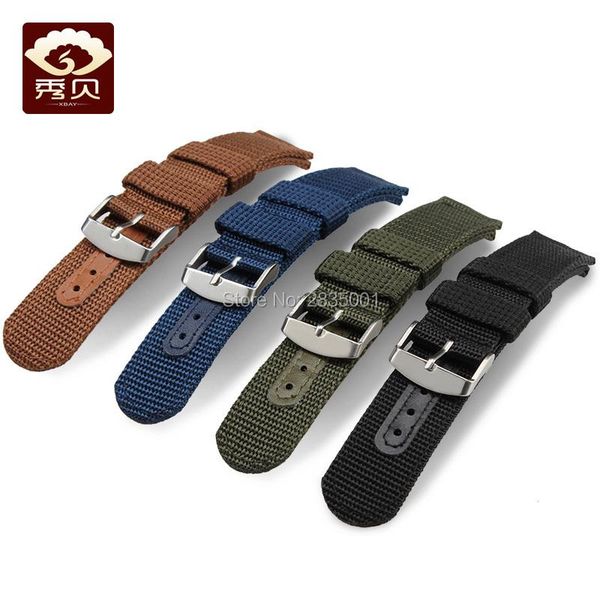 

watch bands common used nylon watchband smooth and breathable strap black blue brown green colors 18/20/22/24mm pin buckle, Black;brown