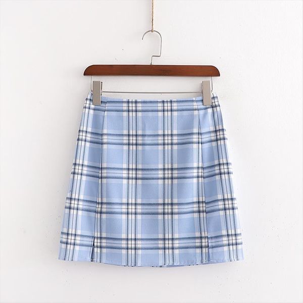 

xd 3085, summer europe and womens skirt the united states plaid vented skirts short, Black