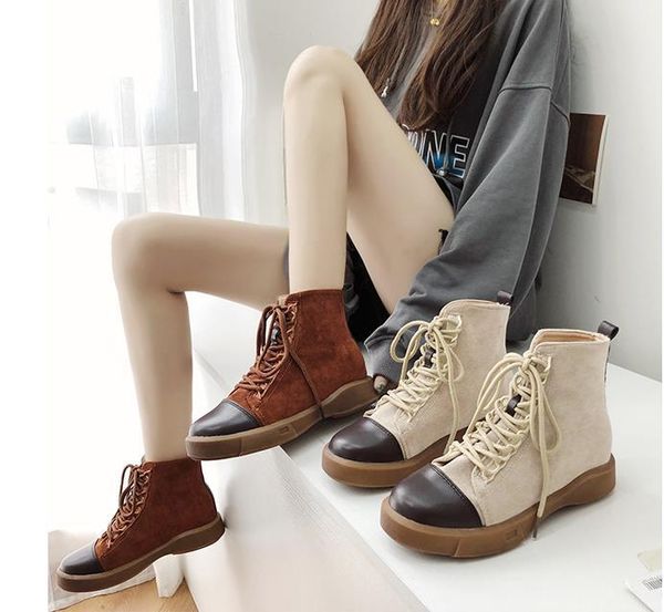 

suede women's ankle boots fashion women fashion boot 2021 autumn winter comfortable woman shoes lace-up lady footwear plus size, Black