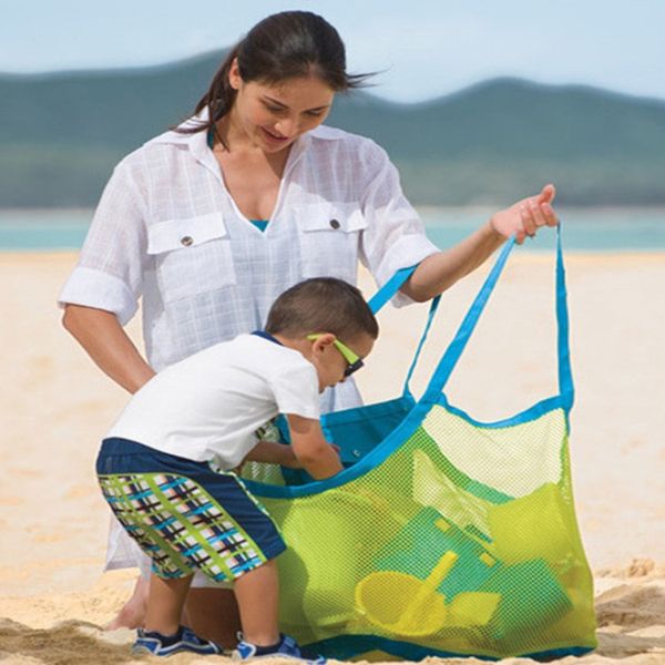 Atacado malha bolsa de praia extra grande e totes mochila toalhas areia para segurar brinquedos de praia crianças piquenique para crianças