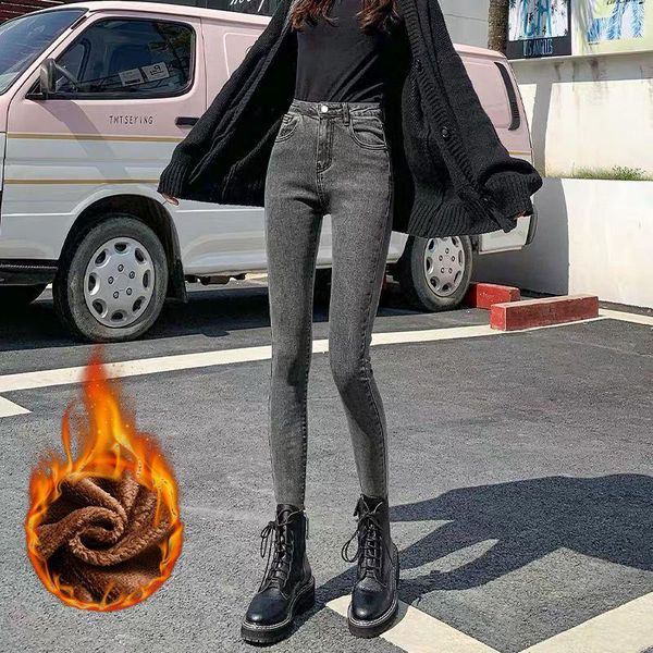 

women's jeans woman pants autumn winter high waist black skinny, Blue