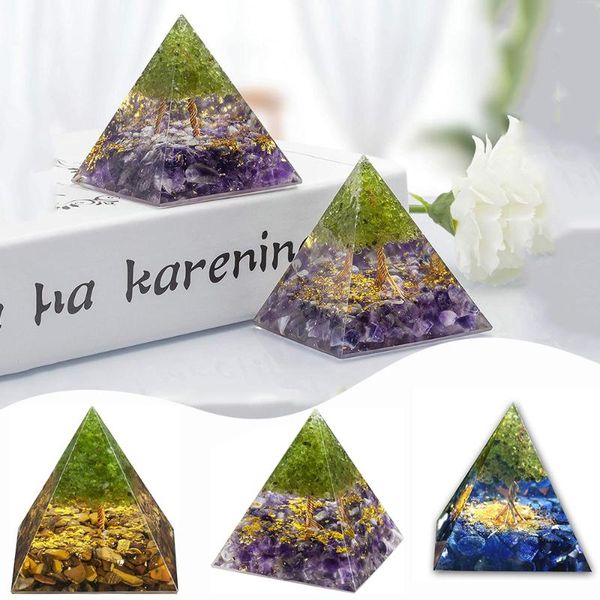 

decorative objects & figurines orgone pyramid amethyst peridot healing crystal energy generator blanacing orgonite pyramide emf protection m