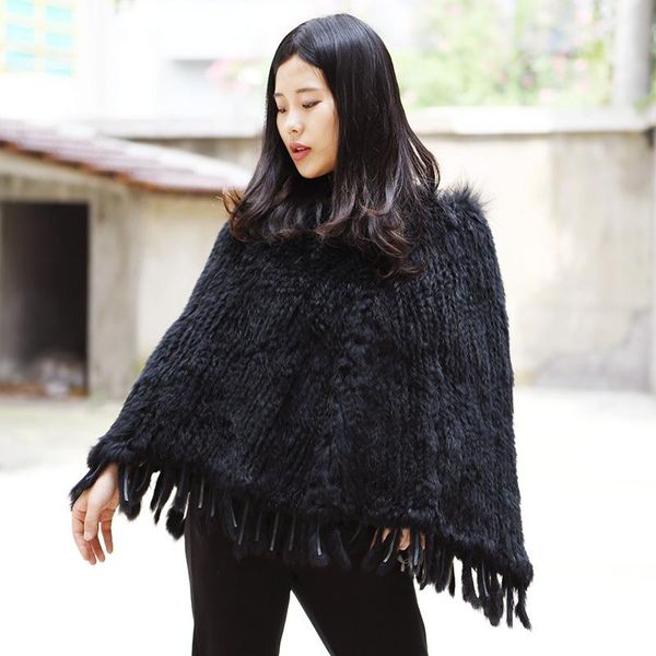 

scarves cx-b-31b spring autumn winter lady genuine real knitted fur poncho shawls, Blue;gray