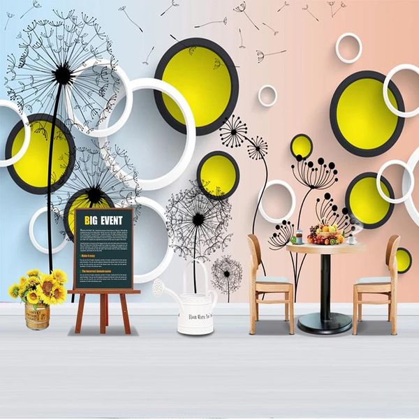 

wallpapers modern simple 3d stereo dandelion circle mural wallpaper living room tv sofa creative home decor sticker wall papers frescoes