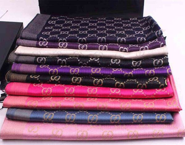 

design autumn and new letters gold silk cotton linen multicolor women's large long scarf shawl purpose, Blue;gray
