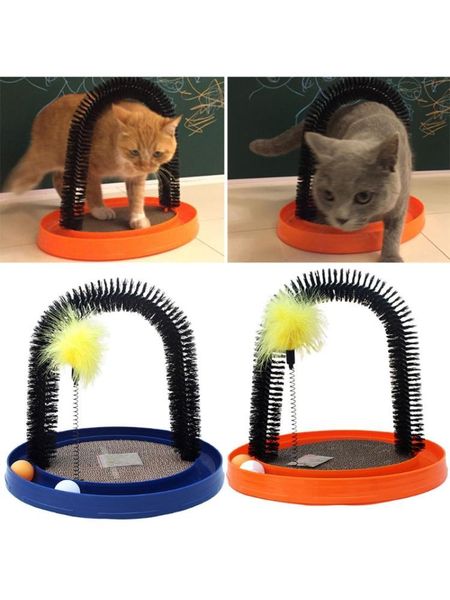 

cat toys arch self groomer and massaging brush scratching pads updated fixing by screws with feather corrugated paper