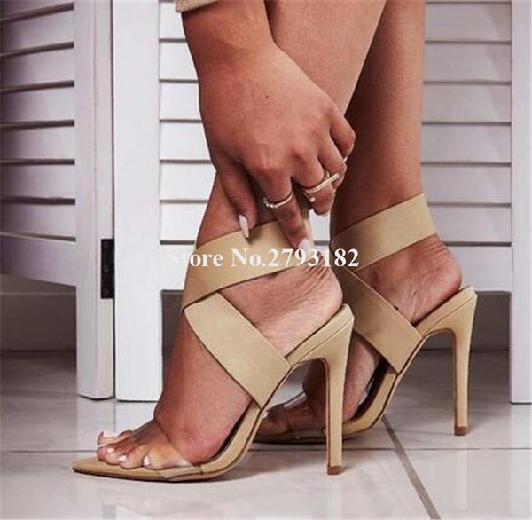 

dress shoes est women fashion pointed open toe banded stiletto heel gladiator sandals red black transparent high heels