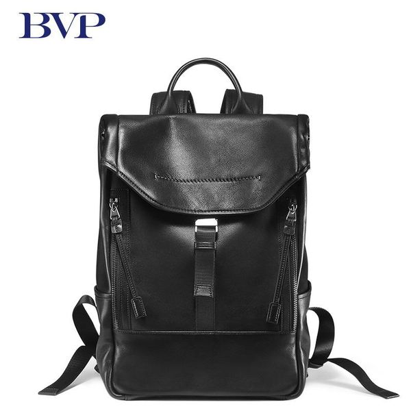 

backpack bvp brand 14 inch lapmen real leather backpacks casual daypacks male travel mochila fashion j50