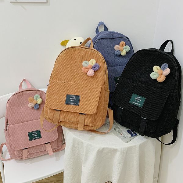 

backpack corduroy korean edition schoolbag for students