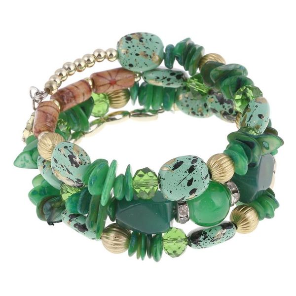 

cuff women fashion bracelet boho multilayer beads charm vintage bangles 7 colors resin stone femme, White