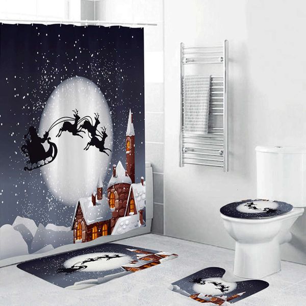 

snowmobile shower curtain 3d digital printing waterproof bathroom four piece set
