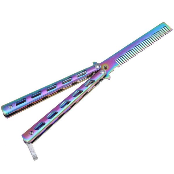 

hair brushes foldable comb trimmer portable stainless steel practice training style cool (colorful), Silver