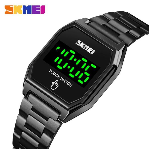 

wristwatches skmei creative touch screen men's digital watch sports japan movement clock waterproof electronic wristwatch for male lady, Slivery;brown