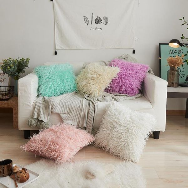 

cushion/decorative pillow 45x45cm soft fur pillows case plush cushion cover home decor covers living room bedroom sofa decorative