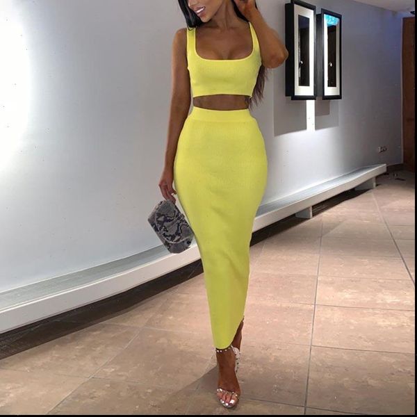 

summer sleeveless ribbed knitted dress pencil club party midi dresses sling crop high waist bodycon dress, Black;gray