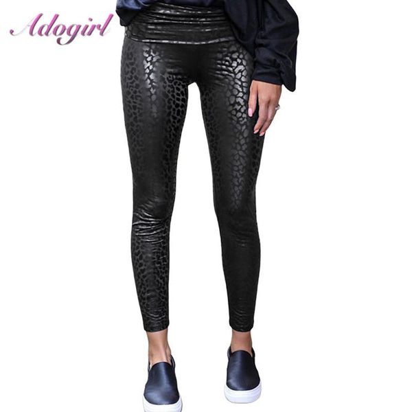 

women's pants & capris women leggings casual leopard print faux leather high waist stretchy joggers outfit sporty sweatpants streetwear, Black;white