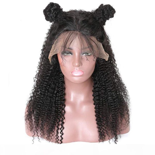 

curly black lace front wig human hair brazilian long curly lace wig for black women kinkys curly 150% density wig with baby hair, Black;brown