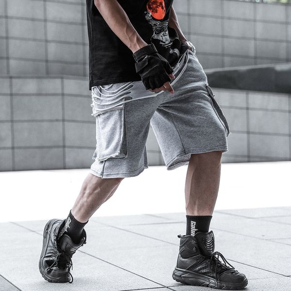 

aelfric 2021 new eden patchwork pockets casual shorts men summer harajuku hip hop short pants oversized knee length baggy trousers vnw8, White;black