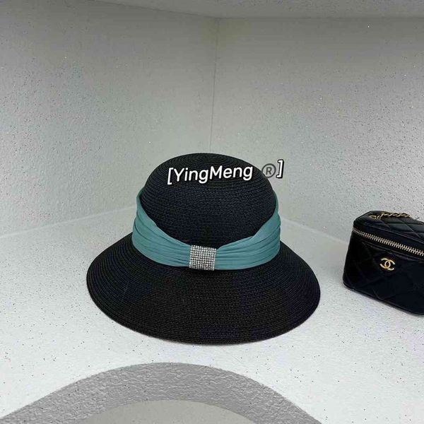 

straw women's summer version versatile foldable diamond beach hat seaside holiday sun protection big eaves fisherman's hat, Black;white