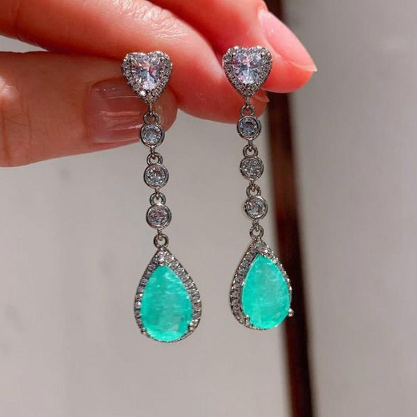 

vintage 100% 925 sterling silver earrings tourmaline diamond gemstone dangle drop fine jewelry gift for women wholesale