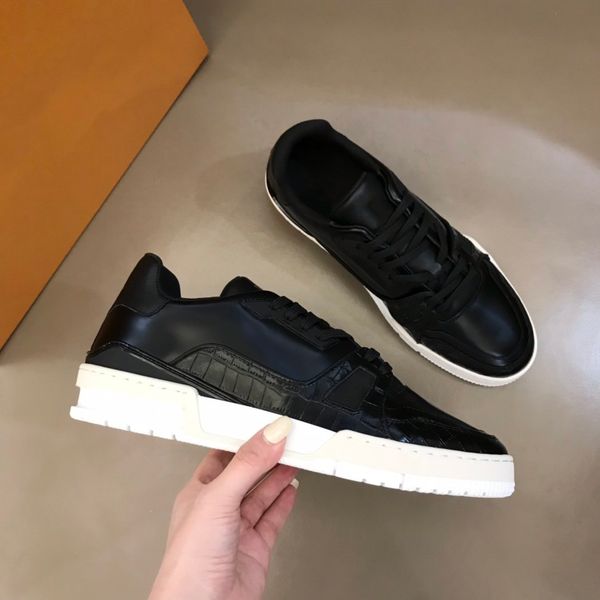 

big 38-45 shoes leather luxury designer ace mens plus size casual with box dust bag a63, Black