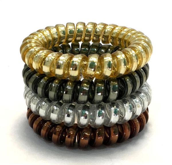 

new colorful girls women rubber coil hair ties spiral shape hair ring bands ponytail holders accessories, Slivery;white