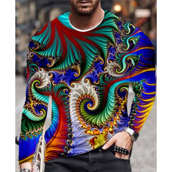 

dragon strip pattern men s 3d printing t-shirt visual impact party round neck long sleeve designer plus size printing daily top, White;black
