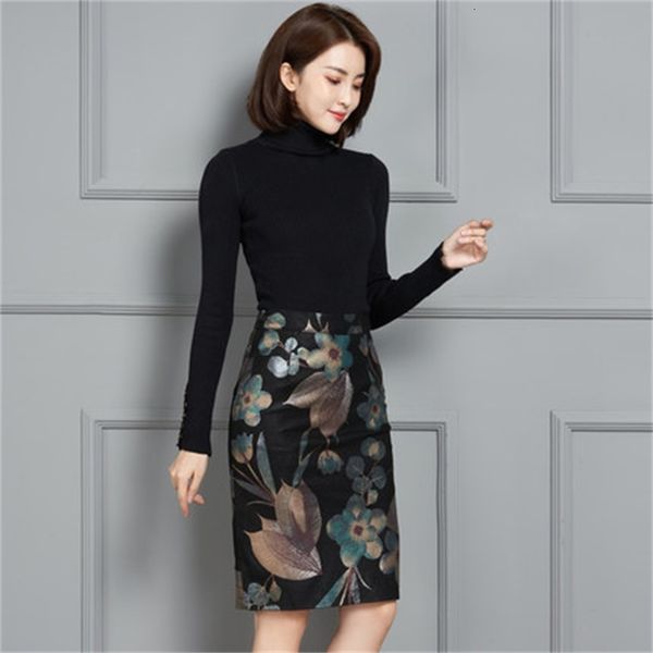

2021 new fashion genuine royal sheep leather skirt k17 3fk6, Black