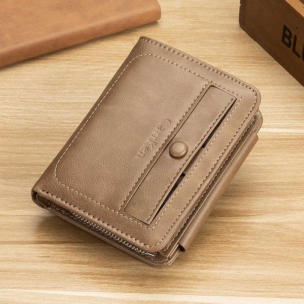 

men's short wallet leisure student wallet multi function fashion card bag, Black