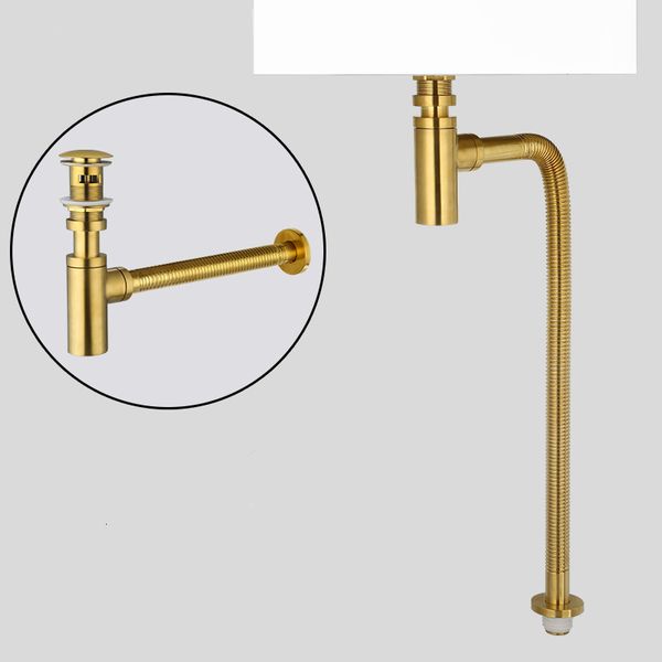 

2021 new basin gold bottle trap bathroom sink siphon drains with pop up drain kit p-trap pipe waste hardware tulv