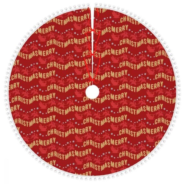 

christmas decorations merry (6) tree skirt with pom trim xmas decor