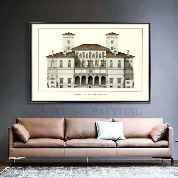 

paintings europe retro castles and classical palaces building canvas painting wall art pictures posters prints living room home decor