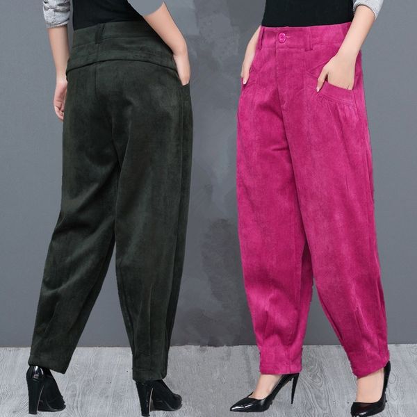 

women spring and autumn corduroy carrot women's fashion harem pants bloomers h6vu, Black;white