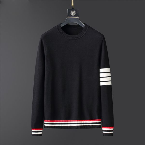 

2021 new sweater mens clothes fall winter men clothing long sleeve knitted pullover plus size striped korean style xerk, White;black