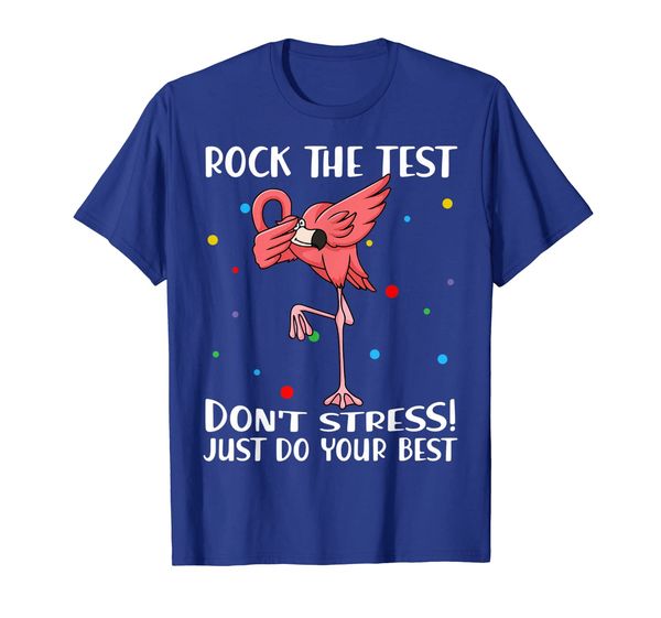 

rock the test don't stress just do your flamingo tshirt, White;black